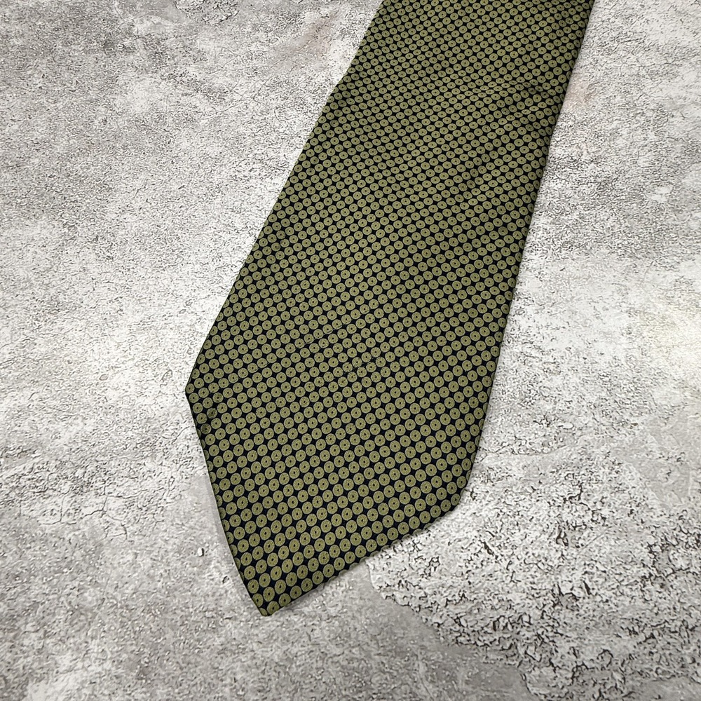 Barneys New York Silk Tie Mens One Size Green Geometric Made In Italy Necktie